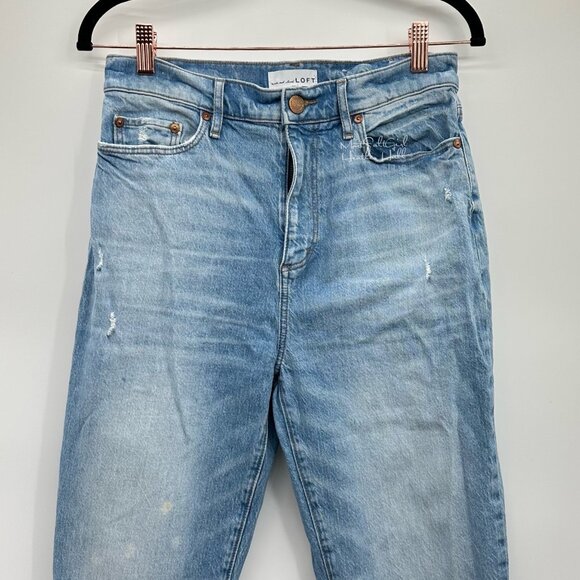 LOFT High Waist Light Wash Boyfriend Jeans 26 - Picture 2 of 6